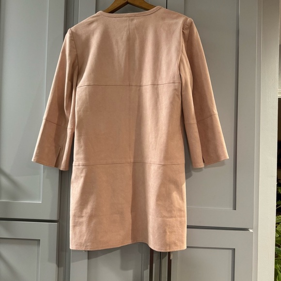 NWT Chicos Petal Pink Faux Suede Open Jacket Cardigan Side Zip Detail size 00 - Picture 6 of 6